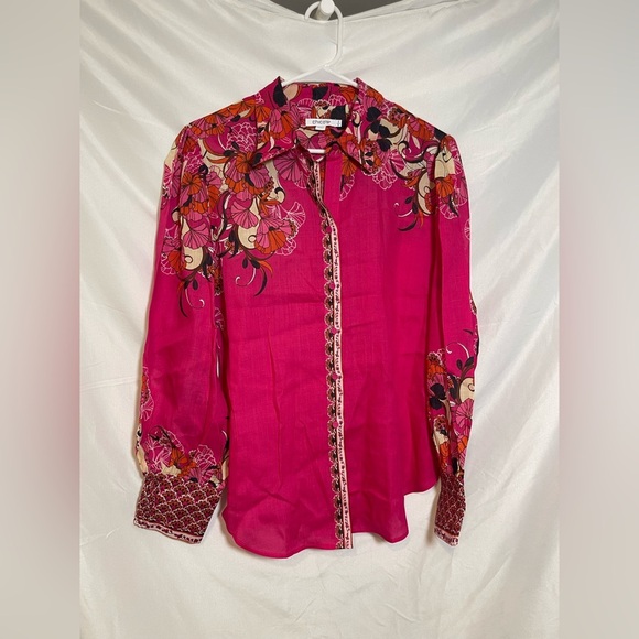 Chico's Fuchsia Floral Button-Down Shirt - Picture 1 of 7